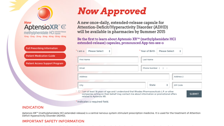 Aptensio XR Now Approved HCP Site