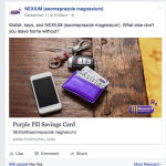 Nexium, a prescription drug, on Facebook with enabled comments