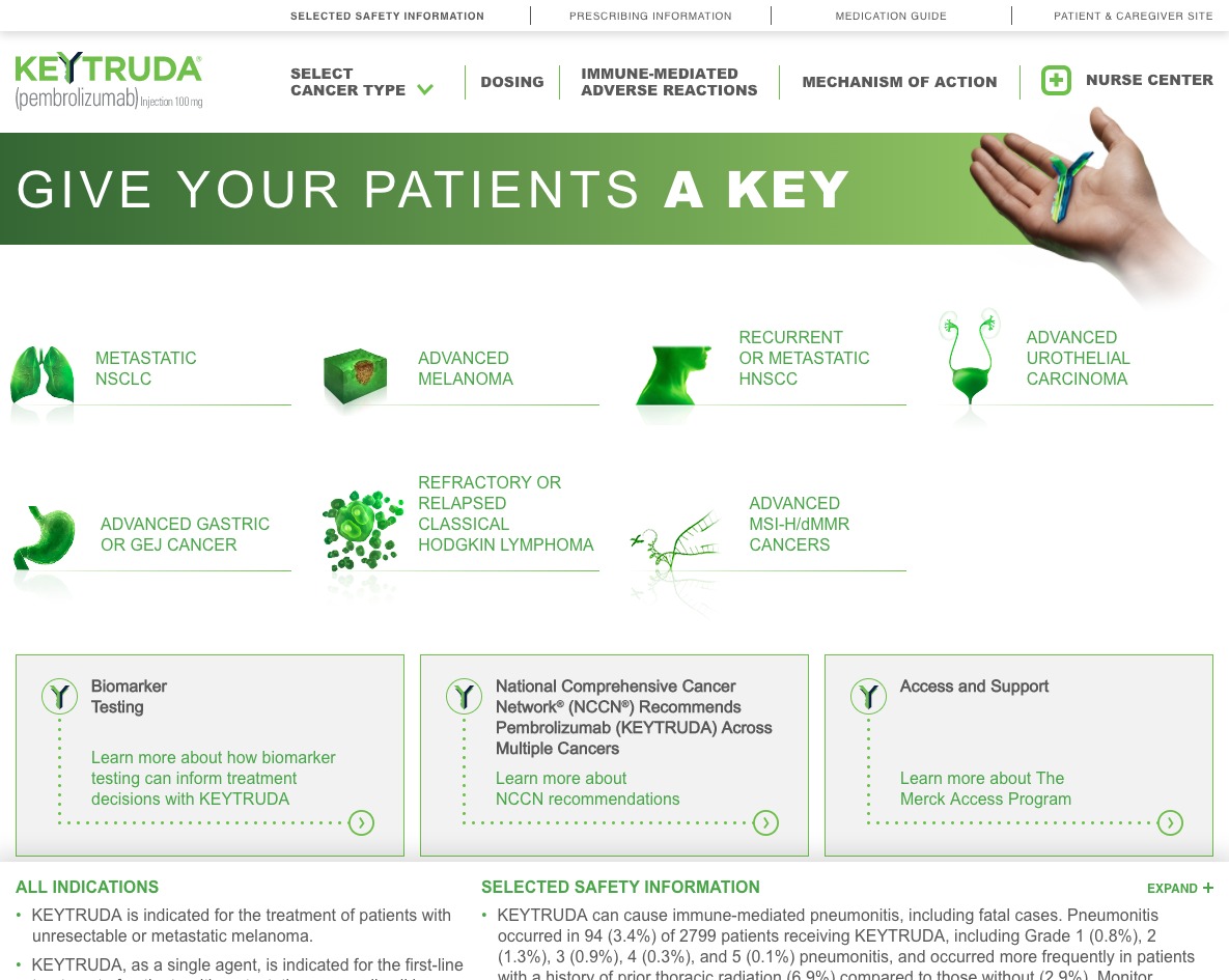 Keytruda Hcp Website For All 7 Indications Once Daily Pharma
