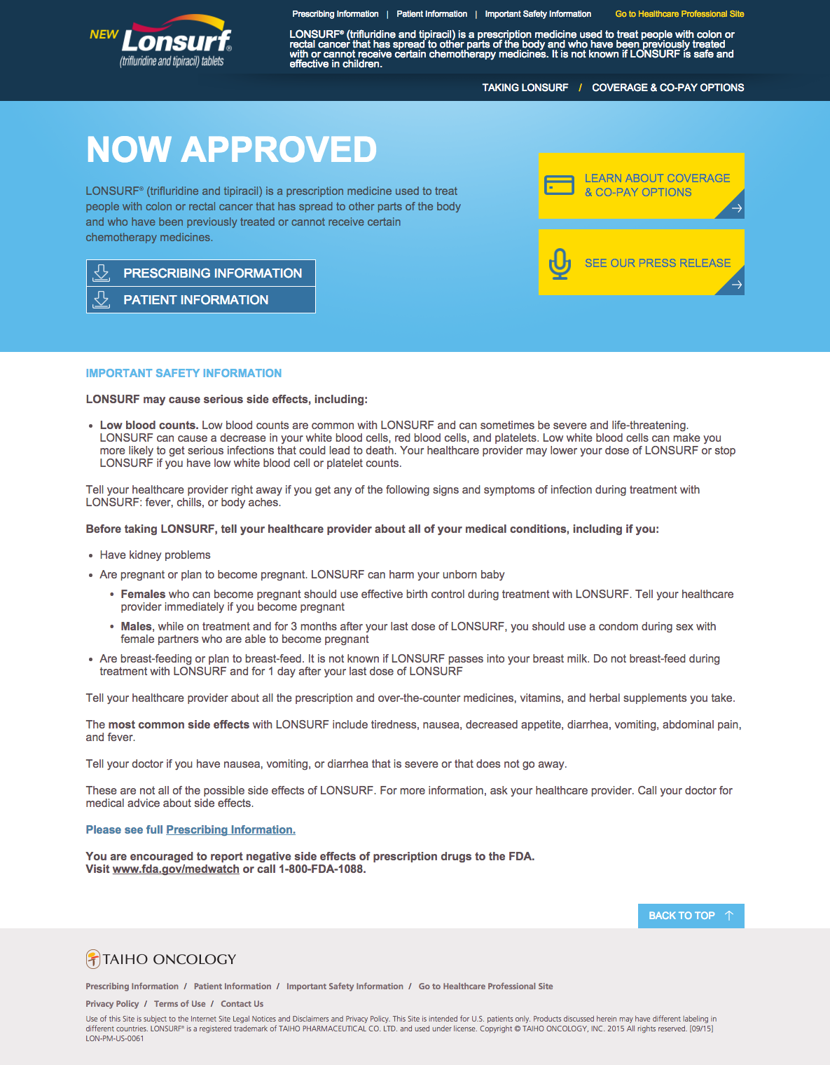 Now Approved Homepage for Patients