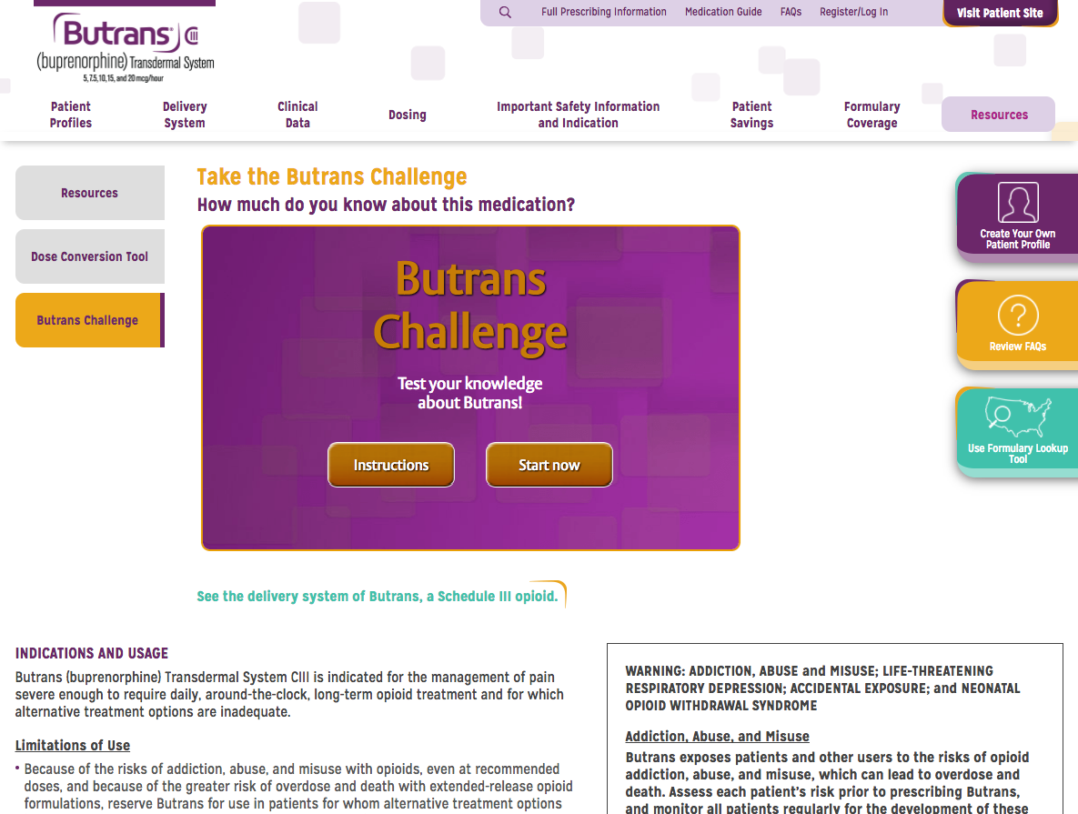 HCP Pharma Quiz/Assessment from Butrans