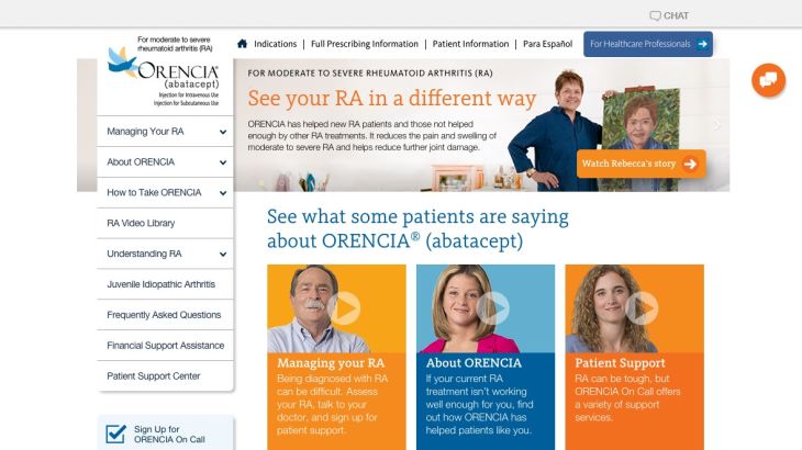 Orencia homepage for patients