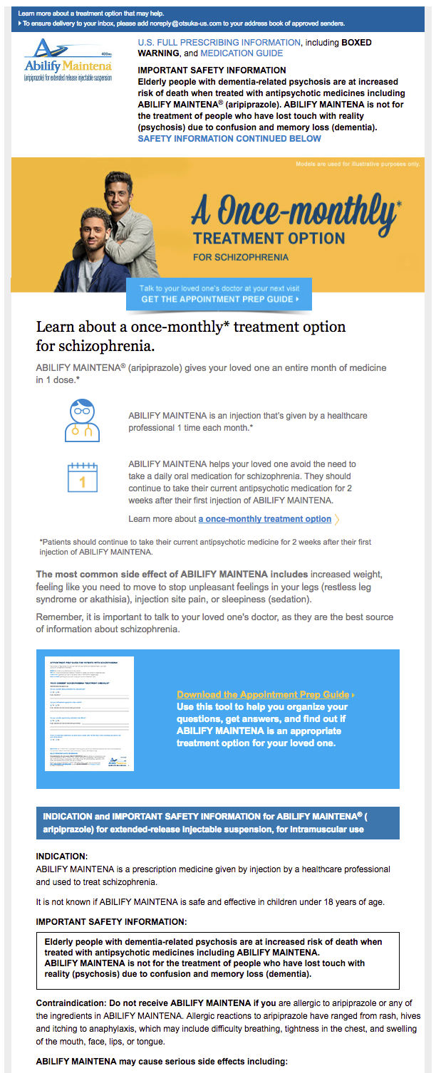 Abilify Maintena Caregiver Email Series: Email 5