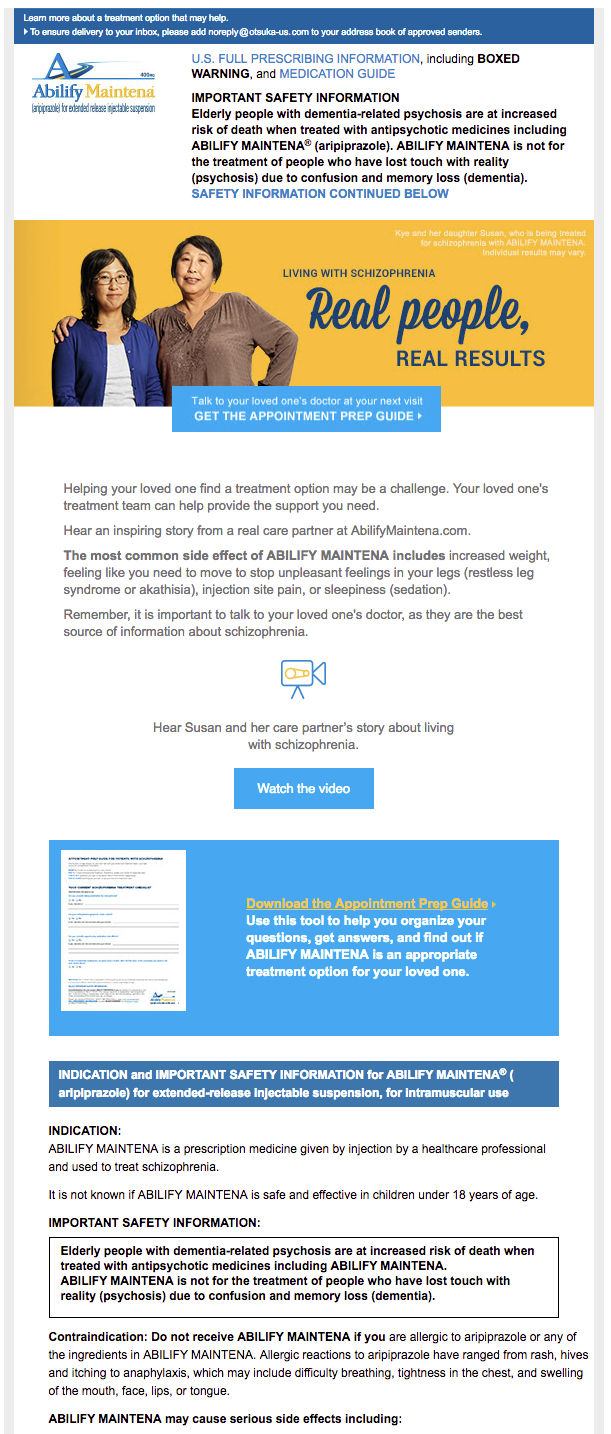 Abilify Maintena Caregiver Email Series: Email