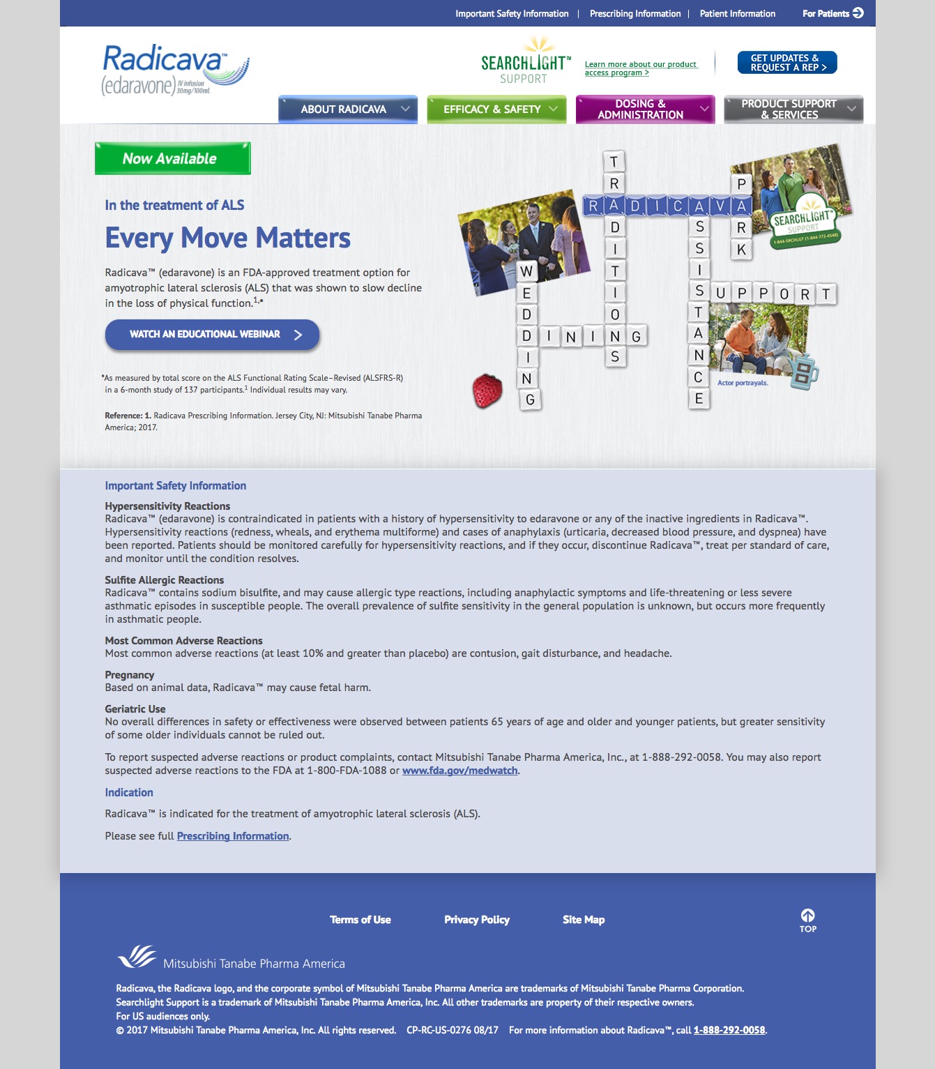 Radicava HCP Homepage Screenshot