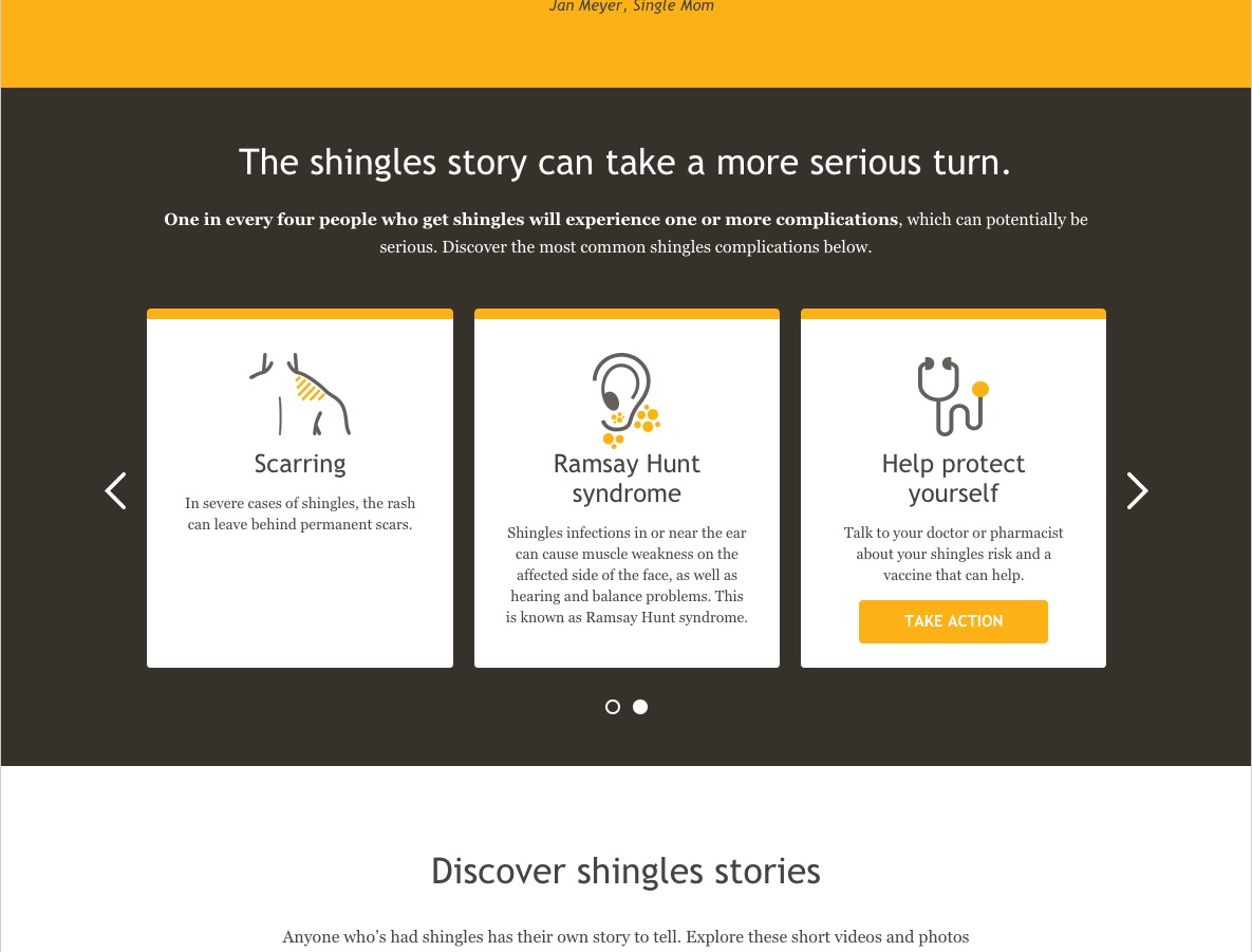 Shingles Stories - Unbranded Website for Zostavax - Carousel