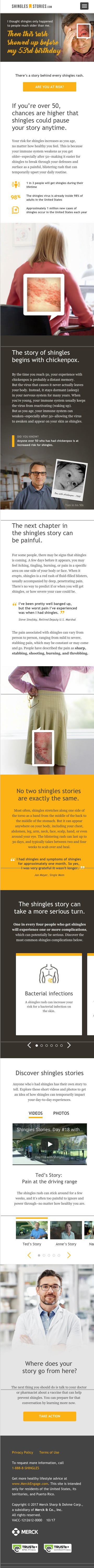 Shingles Stories - Unbranded Website for Zostavax - Mobile