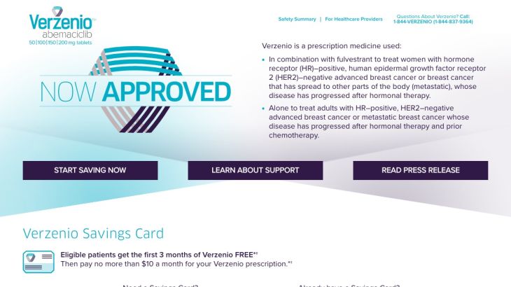 Verzenio Now Approved Website - Patient Homepage