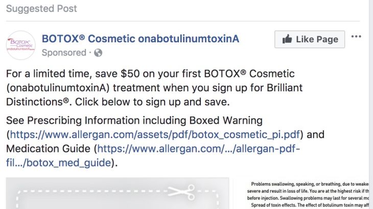 Botox - Black Box Facebook Carousel Ad Example 1