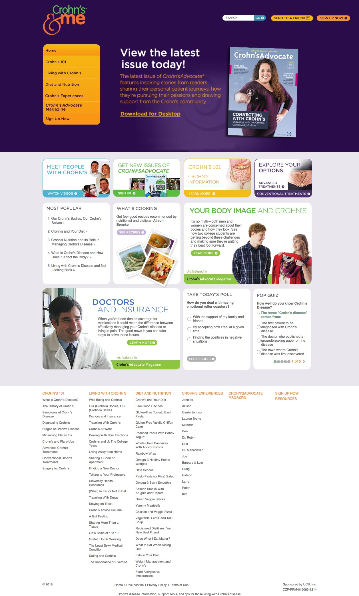 Crohn's and Me Market Development Pharmaceutical Website: Homepage