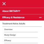 Biktarvy Screenshots - Now Available HCP SIte - Homepage (Mobile Menu)