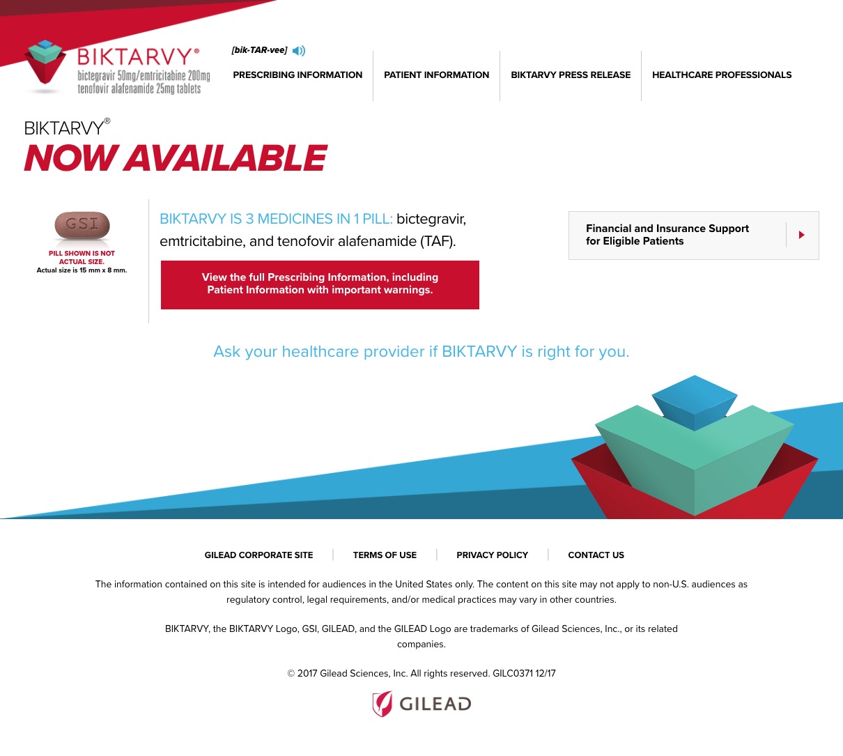 Biktarvy Screenshots - Now Available Patient Site - Homepage