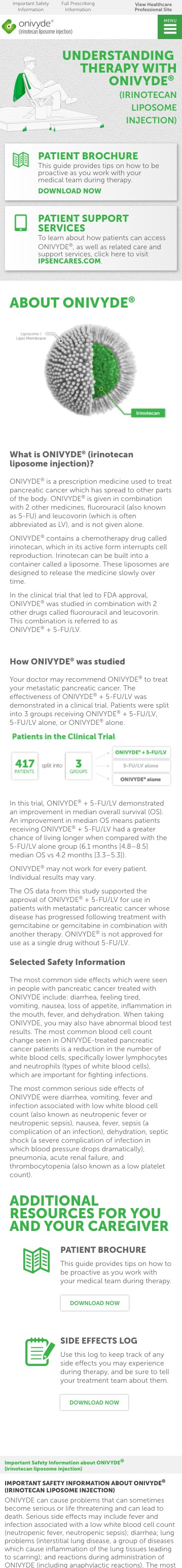 Oncology Pharma Website for Patients - Homepage Mobile
