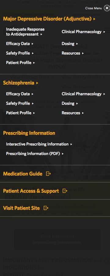 HCP Website Screenshot - Mobile Menu