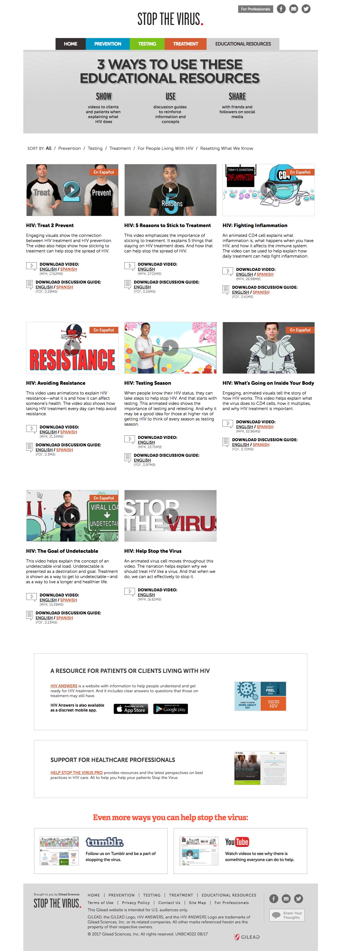 Stop The Virus - Disease Awareness Website from Gilead - Educational Resources