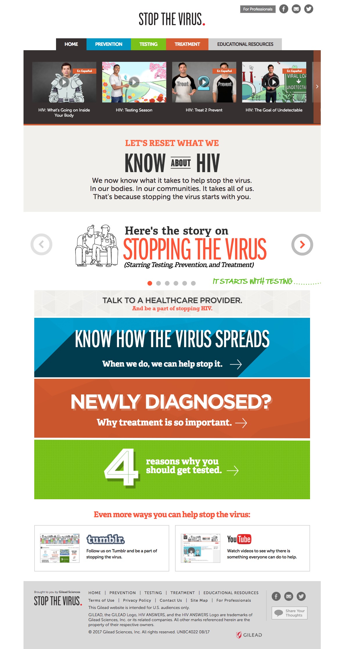 Stop The Virus - Disease Awareness Website from Gilead - Homepage
