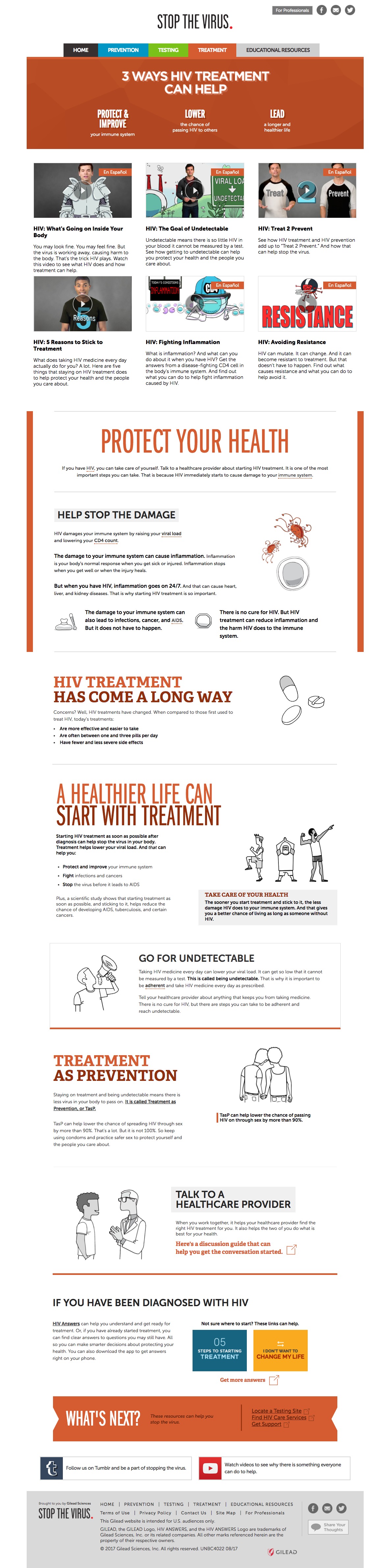 Stop The Virus - Disease Awareness Website from Gilead - Treatment