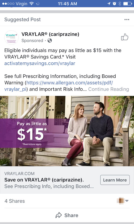 Paid Social Facebook Ad in Pharma Space 1