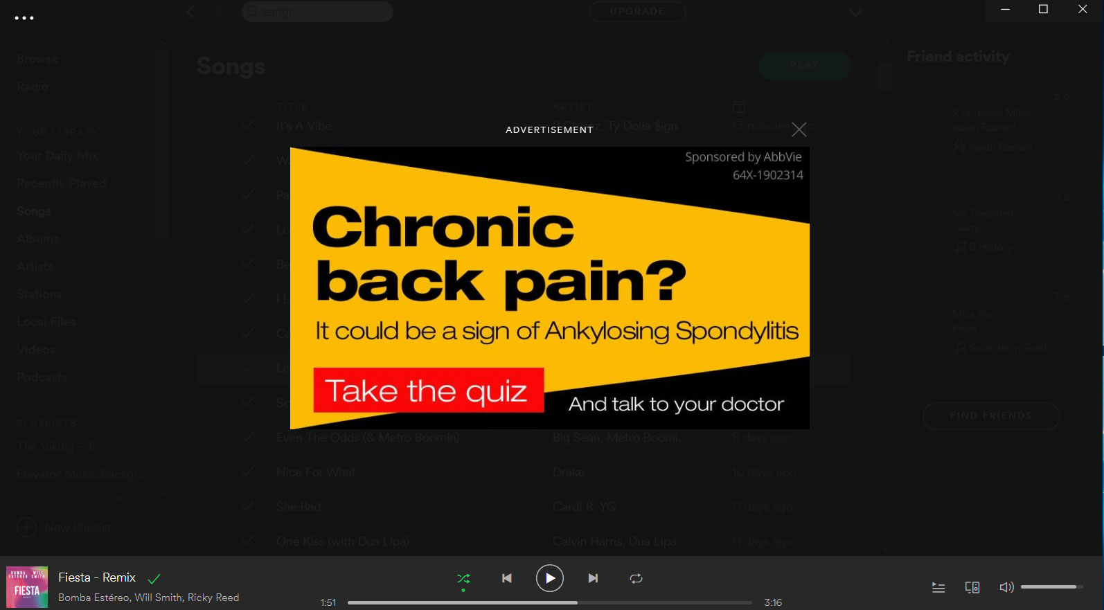 Pharma Ad Within Spotify - Unbranded Campaign from Abbvie