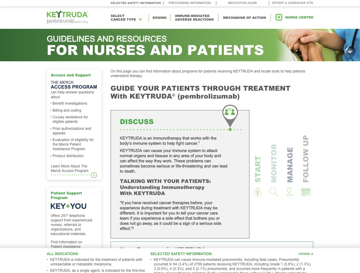 Pharma HCP Website with Multiple Indications - Nurse Center