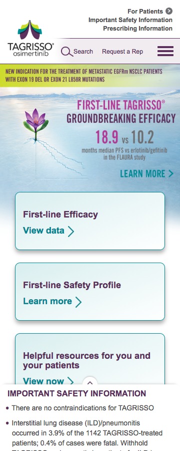 Oncology HCP Website - New Indication - Mobile Homepage