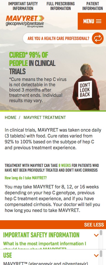 Cure Treatment Website for Patients - Treatment (Mobile)